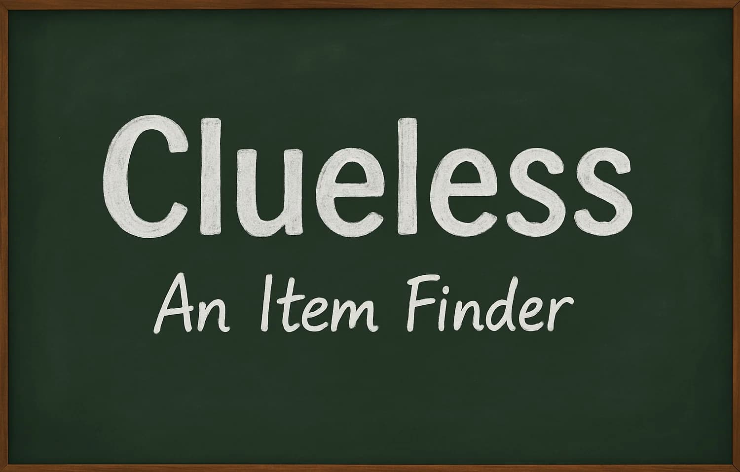 Cover art for Clueless: An Item Finder